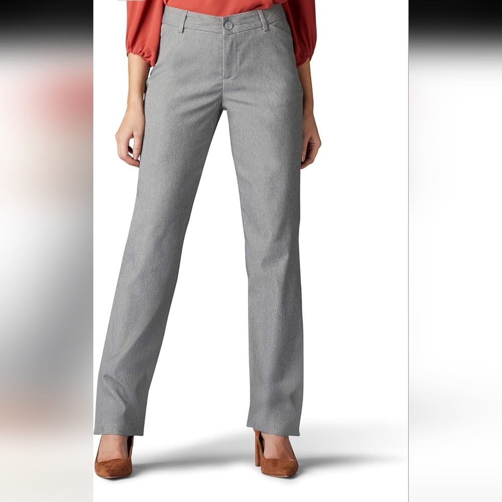 Lee Gray Slacks Womens Straight Leg Size 12